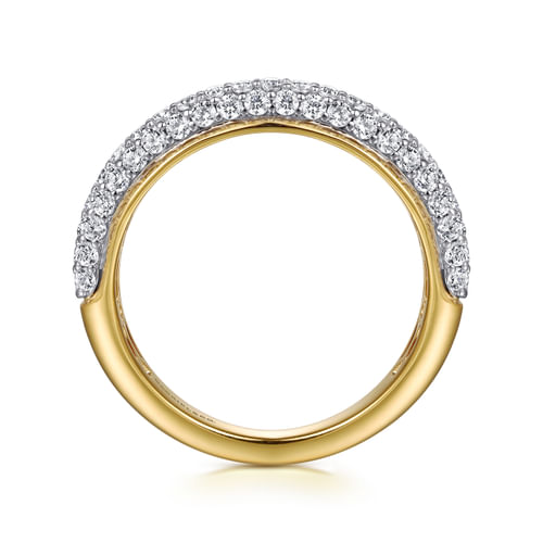14K Yellow-White Gold Pavé Diamond Anniversary Band