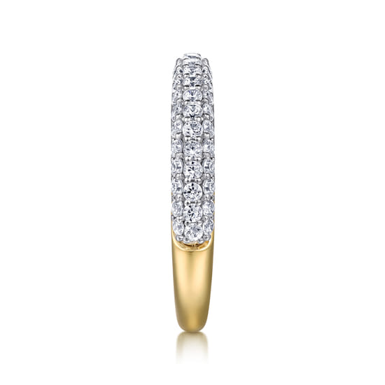 14K Yellow-White Gold Pavé Diamond Anniversary Band angle 4 14K Yellow-White Gold Pavé Diamond Anniversary Band angle 4