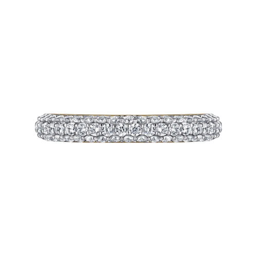 14K Yellow-White Gold Pavé Diamond Anniversary Band