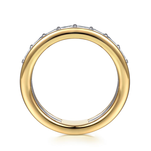 14K Yellow-White Gold Prong Baguette Diamond Anniversary Band