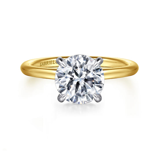 Gabriel - 14K Yellow-White Gold Round  Diamond Engagement Ring