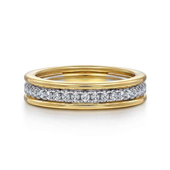 14K Yellow-White Gold Round Diamond Anniversary Band 14K Yellow-White Gold Round Diamond Anniversary Band