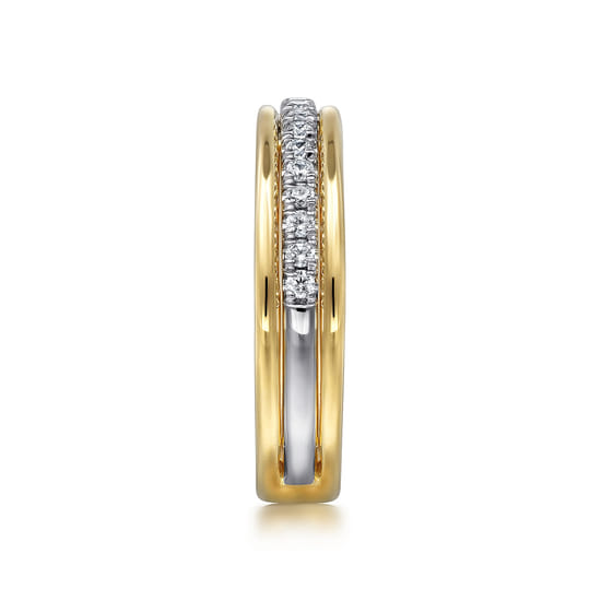 14K Yellow-White Gold Round Diamond Anniversary Band angle 4 14K Yellow-White Gold Round Diamond Anniversary Band angle 4