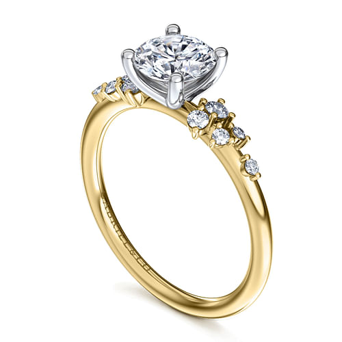 14K Yellow-White Gold Round Diamond Engagement Ring
