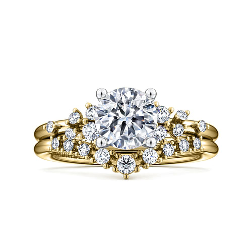 14K Yellow-White Gold Round Diamond Engagement Ring