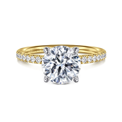 14K Yellow-White Gold Round Diamond Engagement Ring
