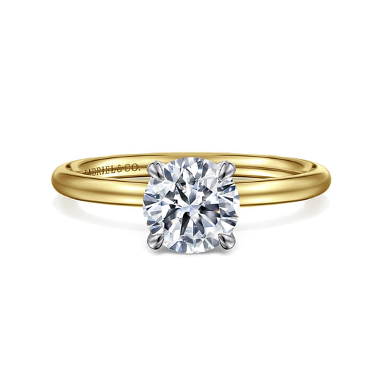 Gabriel - 14K Yellow-White Gold Round Solitaire Diamond Engagement Ring