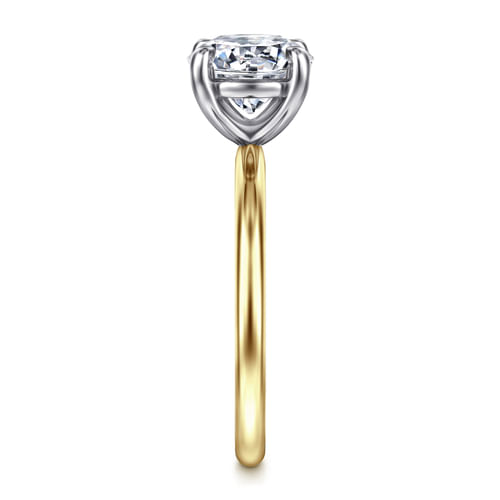 14K Yellow-White Gold Round Solitaire Diamond Engagement Ring