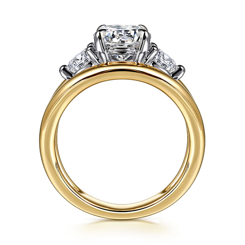 14K Yellow-White Gold Round Three Stone Diamond Engagement Ring