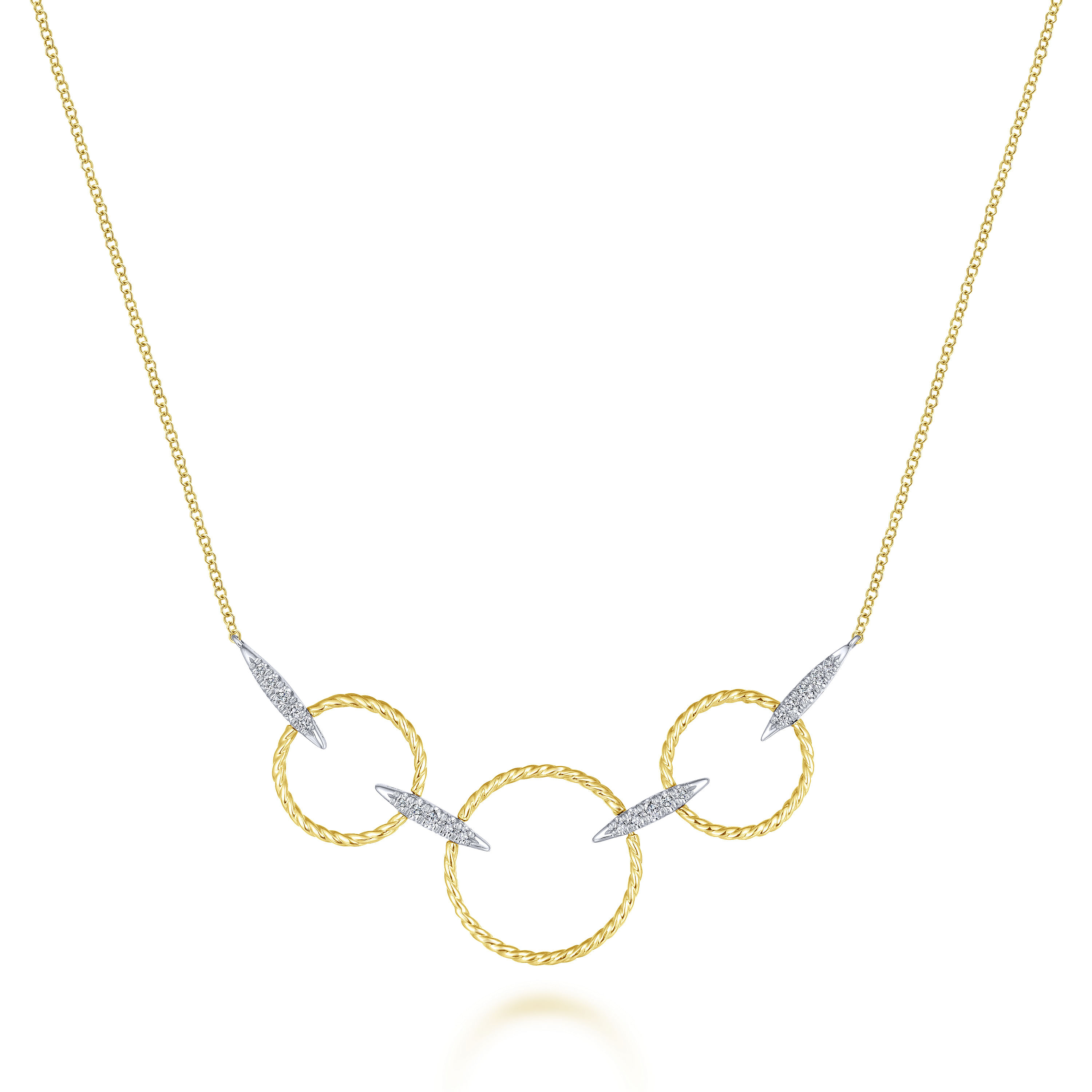 Gabriel - 14K Yellow-White Gold Triple Loop Necklace with Diamond Connectors