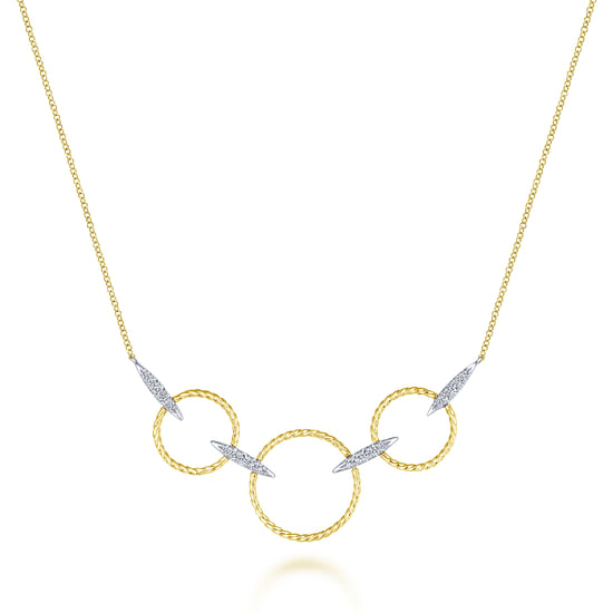 Gabriel - 14K Yellow-White Gold Triple Loop Necklace with Diamond Connectors