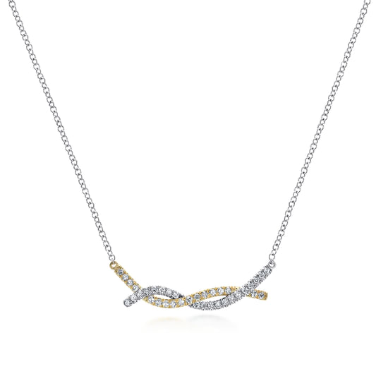 Gabriel - 14K Yellow-White Gold Twisted Diamond Bar Necklace
