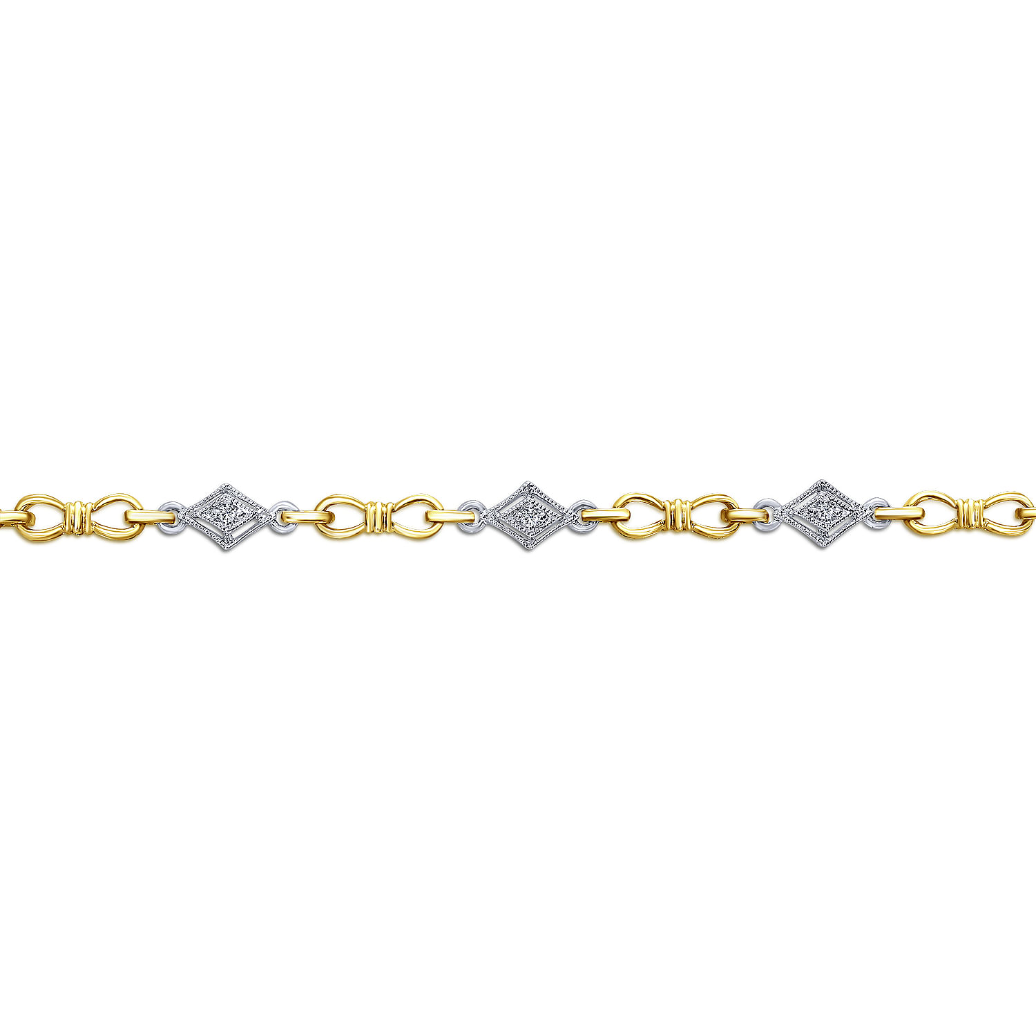 14K Yellow and White Gold Bracelet with Diamonds 