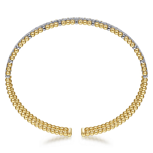 14K Yellow and White Gold Bujukan Diamond Cuff Bangle 