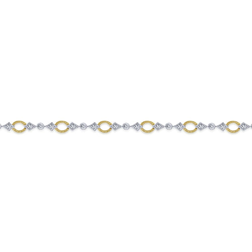 14K Yellow and White Gold Link and Bow Diamond Tennis Bracelet