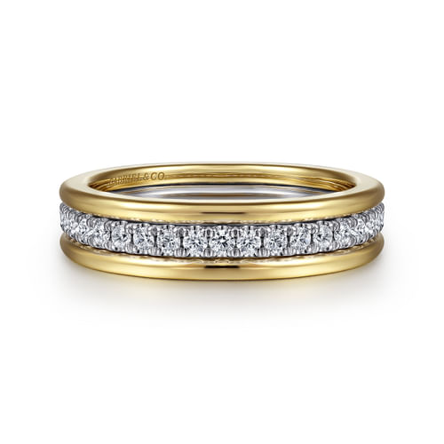 14K Yellow and White Gold Matching Wedding Band