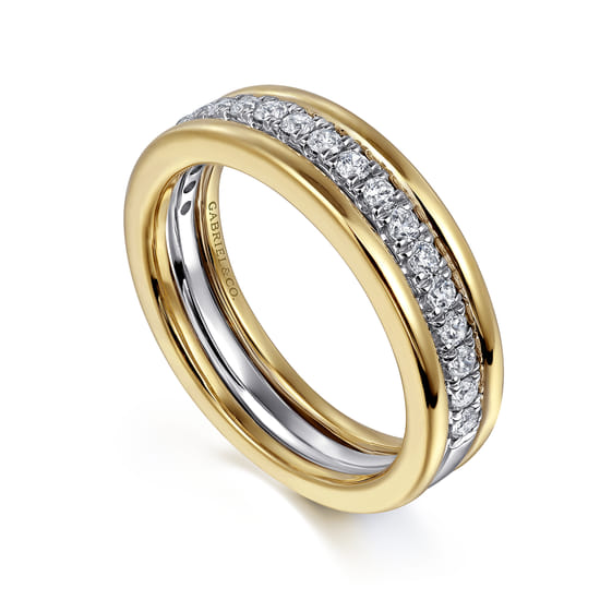 14K Yellow and White Gold Matching Wedding Band angle 3