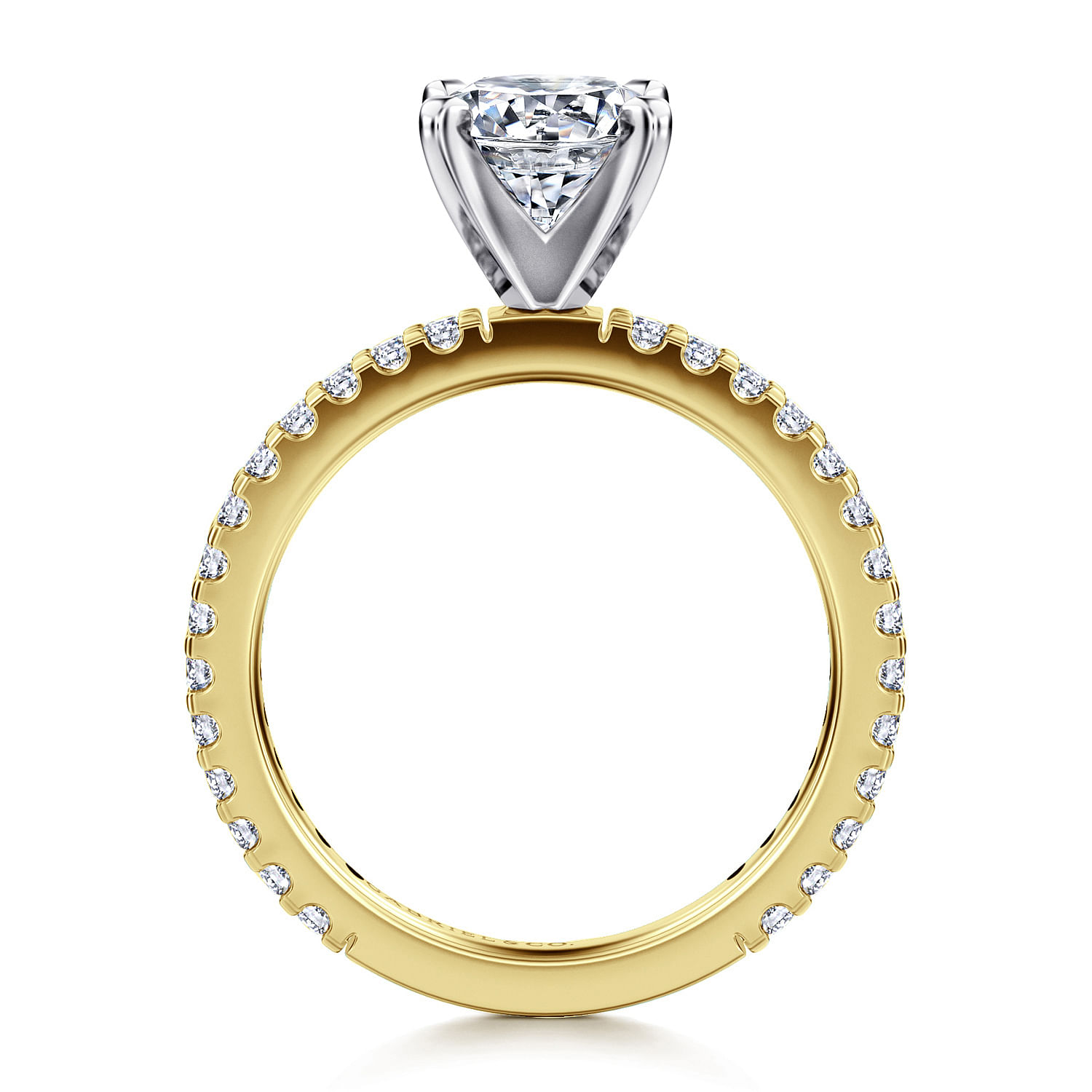 14K Yellow and White Gold Round Diamond Engagement Ring