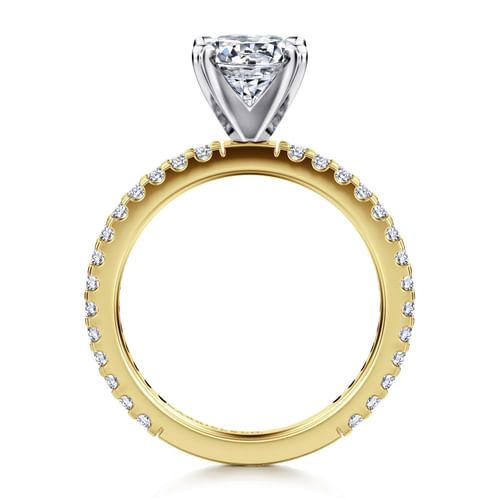 14K Yellow and White Gold Round Diamond Engagement Ring