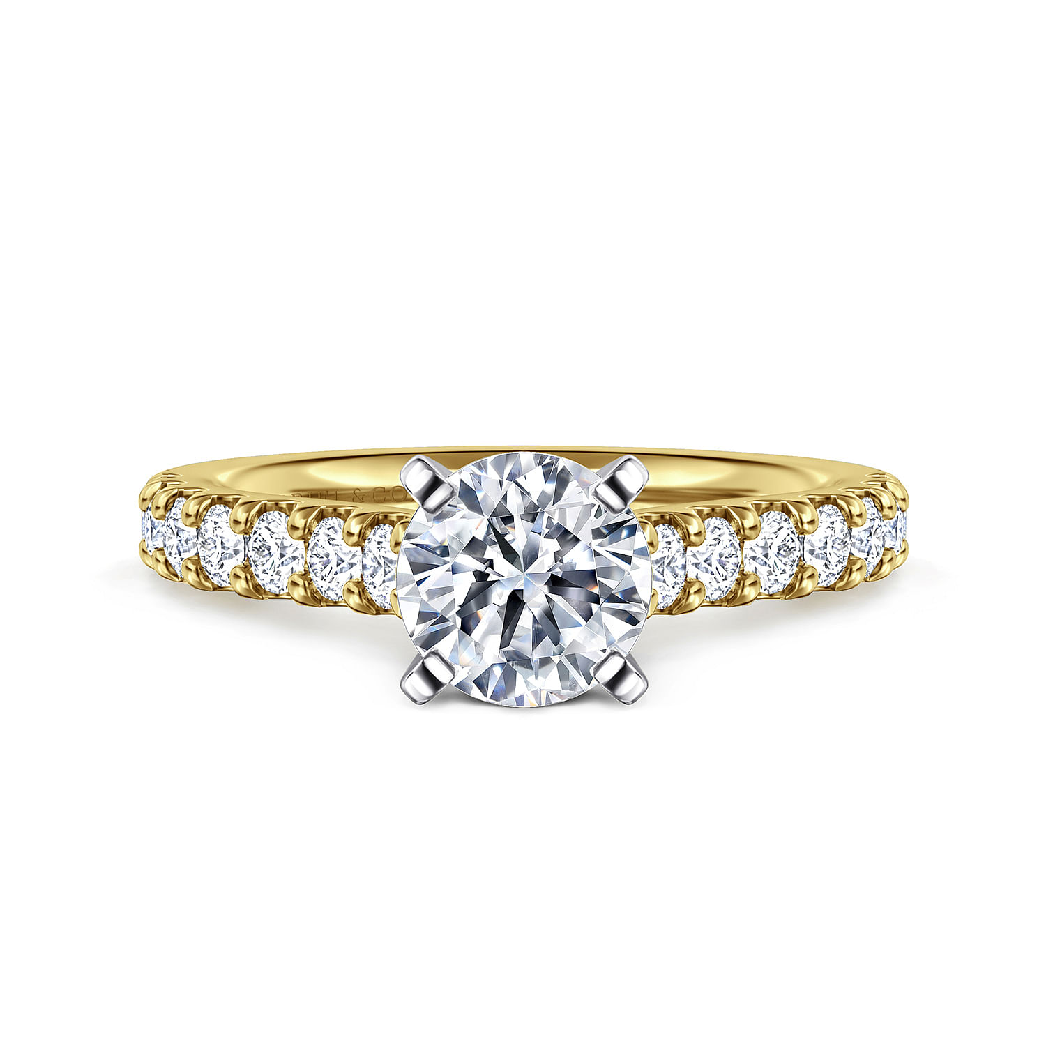 Gabriel - 14K Yellow and White Gold Round Diamond Engagement Ring