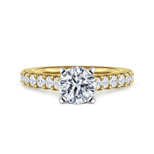 14K Yellow and White Gold Round Diamond Engagement Ring