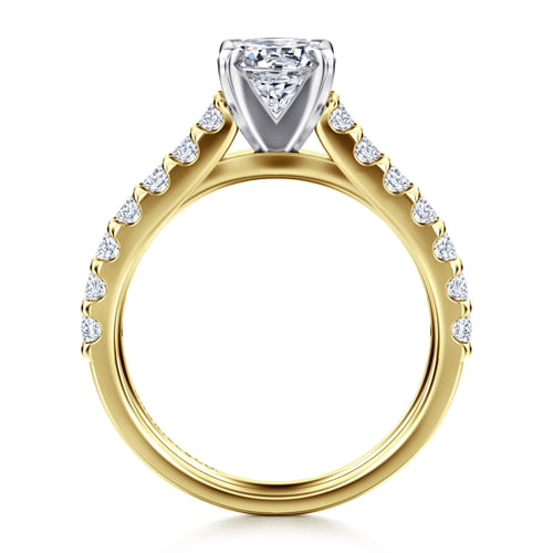 14K Yellow and White Gold Round Diamond Engagement Ring