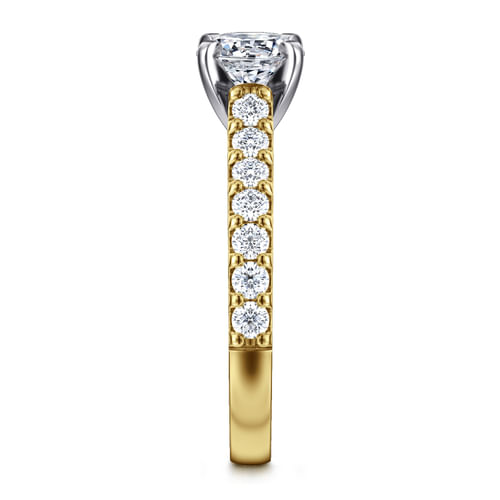 14K Yellow and White Gold Round Diamond Engagement Ring