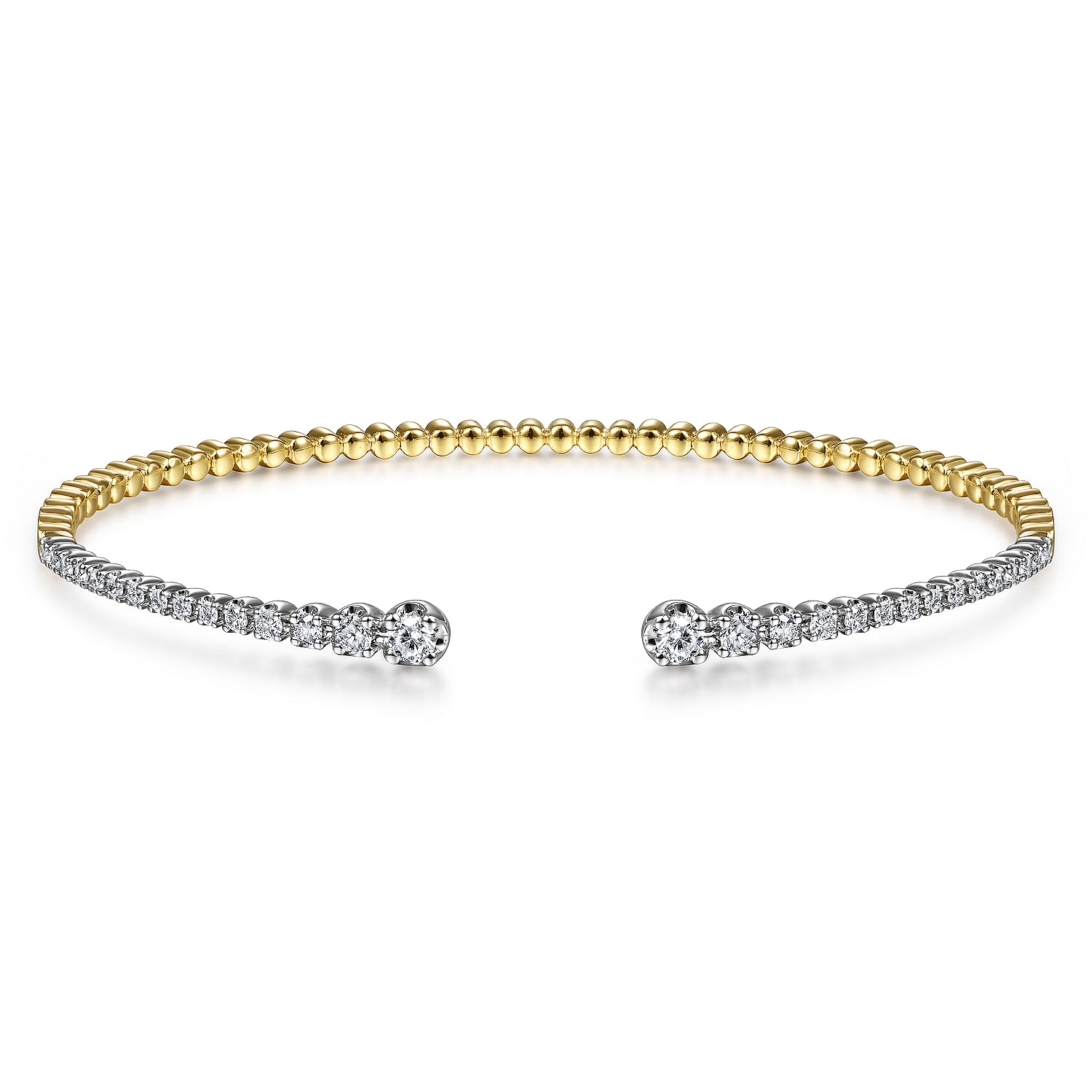 14K Yellow and White Gold Split Cuff Bracelet with Graduating Diamonds