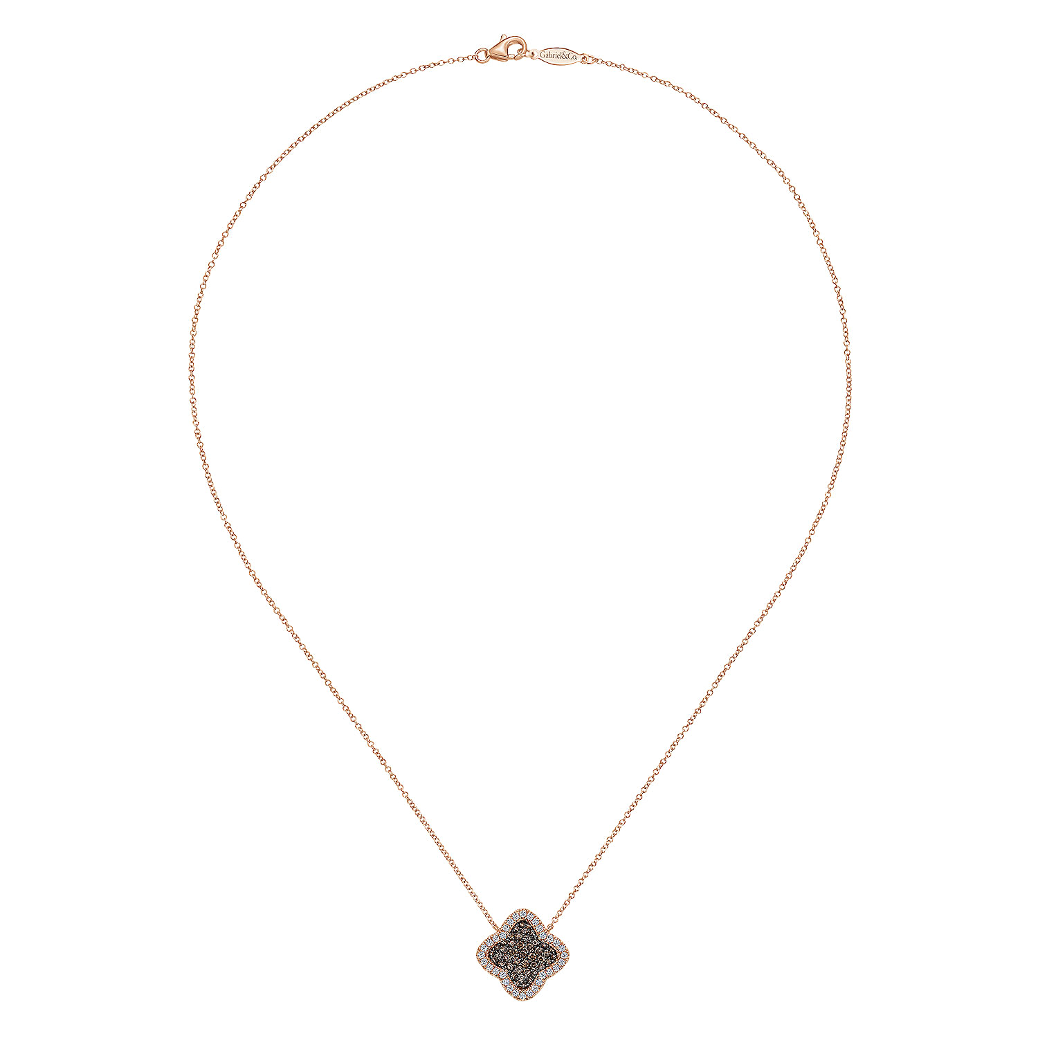 14k Rose Gold Champagne Diamond Clover Necklace