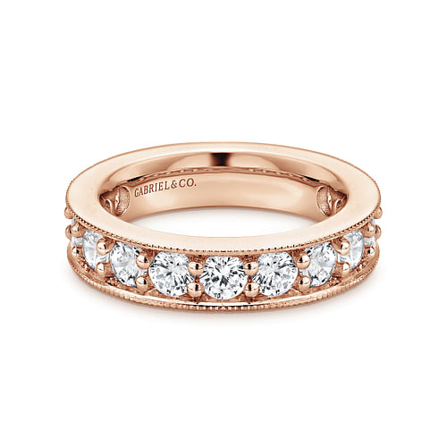 14k Rose Gold Channel Prong Set Eternity Band