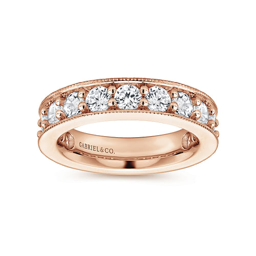 14k Rose Gold Channel Prong Set Eternity Band