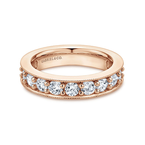 14k Rose Gold Channel Prong Set Eternity Band