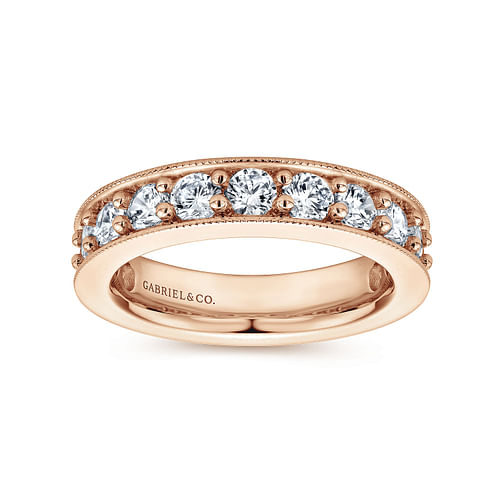 14k Rose Gold Channel Prong Set Eternity Band