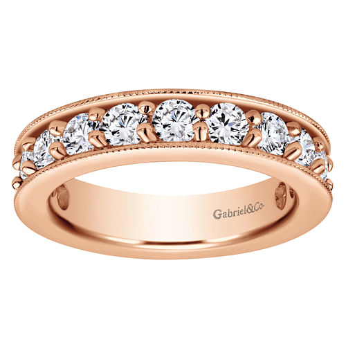 14k Rose Gold Channel Prong Set Eternity Band