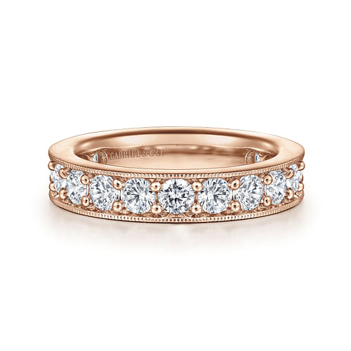 14k Rose Gold Channel Prong Set Eternity Band