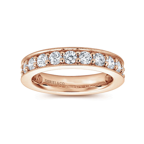 14k Rose Gold Channel Prong Set Eternity Band