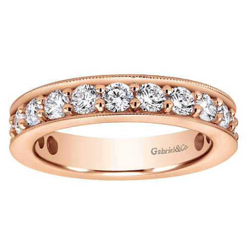 14k Rose Gold Channel Prong Set Eternity Band