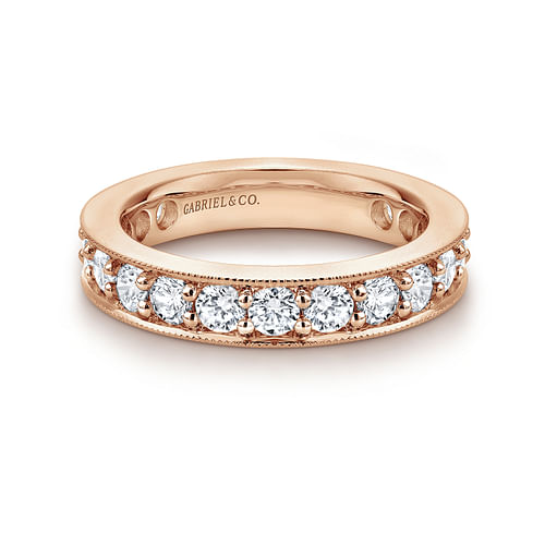 14k Rose Gold Channel Prong Set Eternity Band