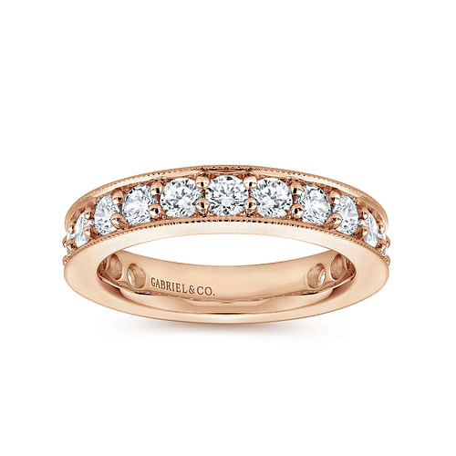 14k Rose Gold Channel Prong Set Eternity Band