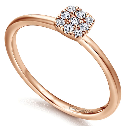 14k Rose Gold Classic Diamond Ladies Ring