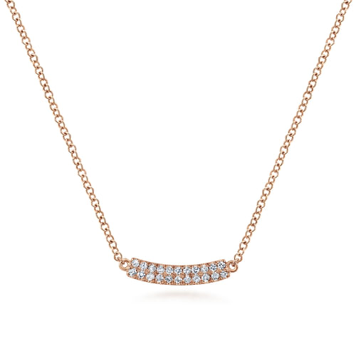 14k Rose Gold Diamond Curved Bar Necklace