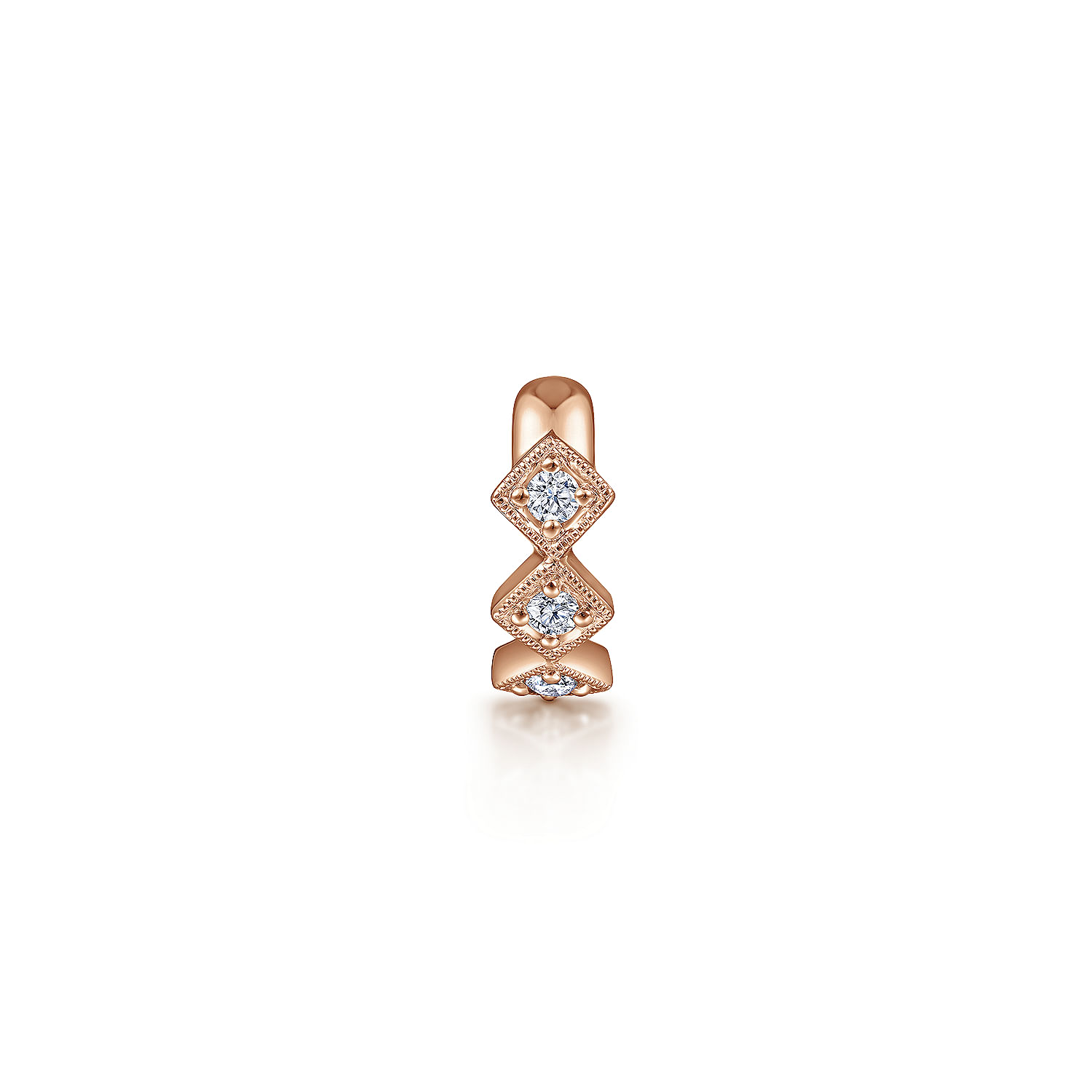 14k Rose Gold Diamond Square Earcuff Earring
