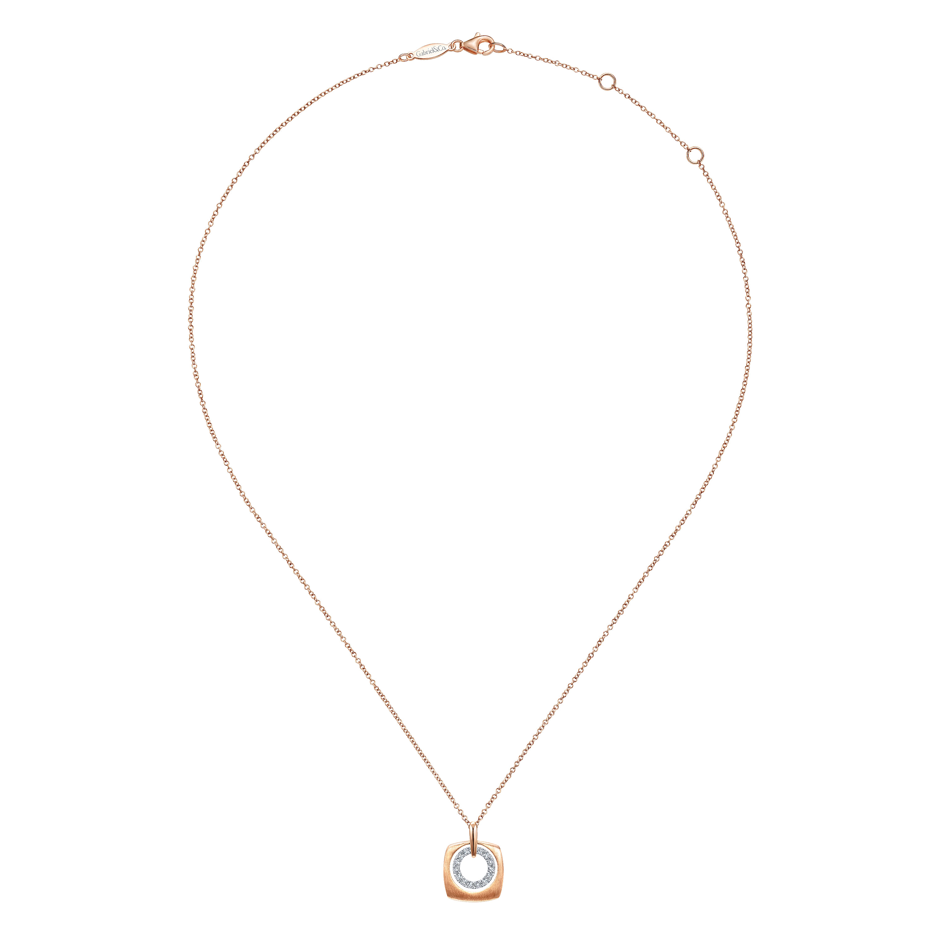 14k Rose Gold Layered Cutout Diamond Fashion Necklace