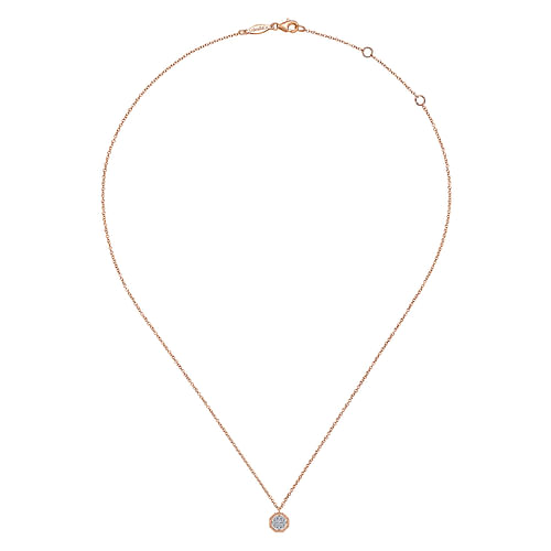 14k Rose Gold Octagonal Pavé Diamond Pendant Necklace