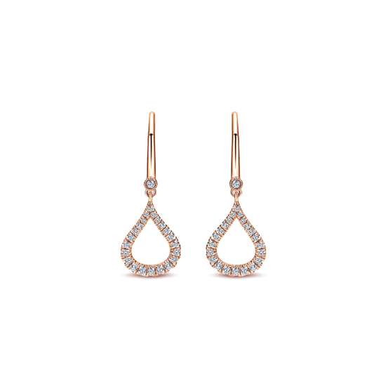 Gabriel - 14k Rose Gold Open Teardrop Diamond Drop Earrings
