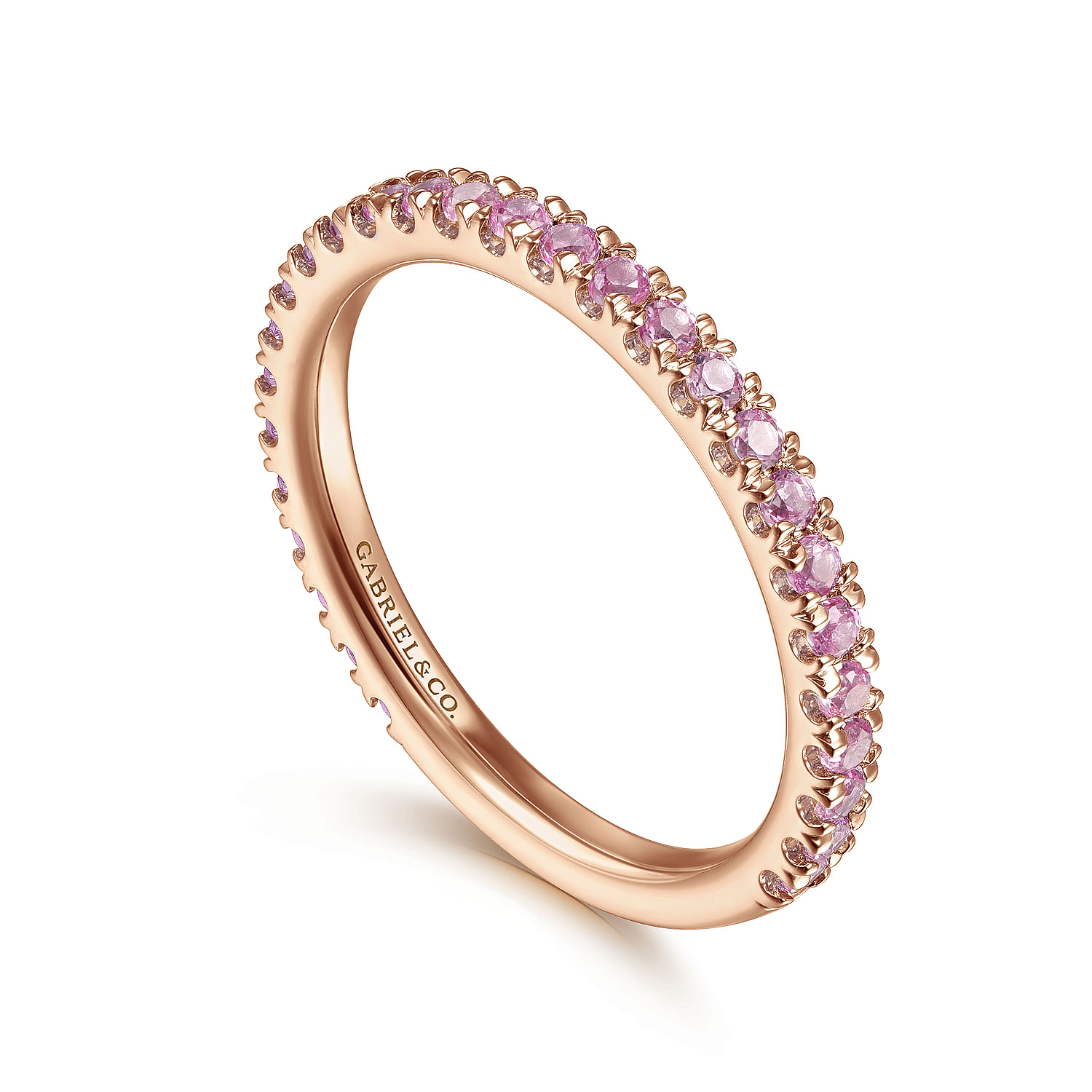 14k Rose Gold Pink Sapphire Stackable Ring