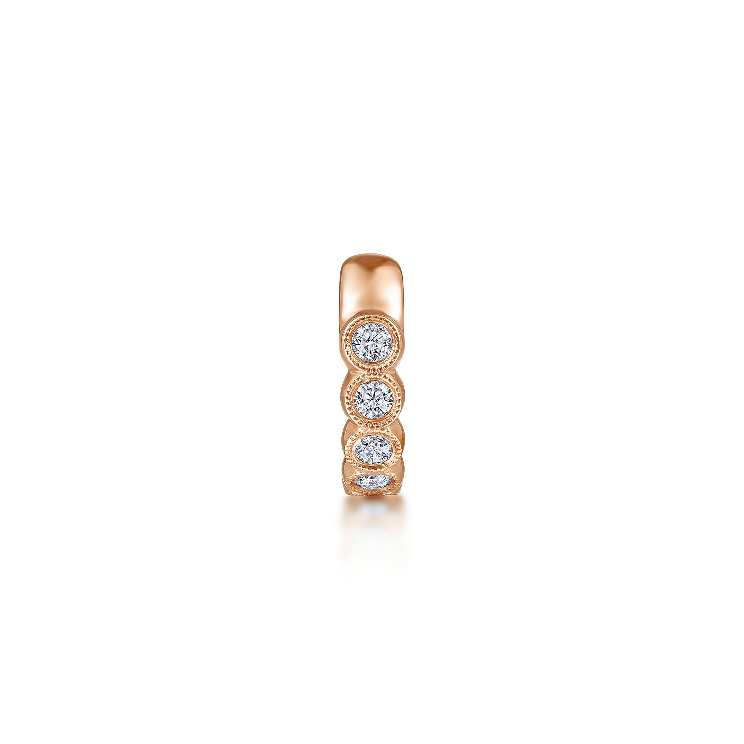 14k Rose Gold Round Bezel Diamond Earcuff Earring