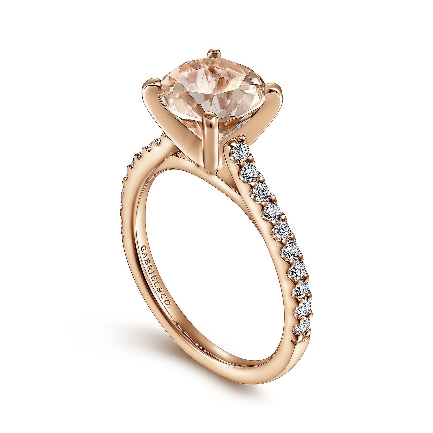 14k Rose Gold Round Morganite and Diamond Engagement Ring