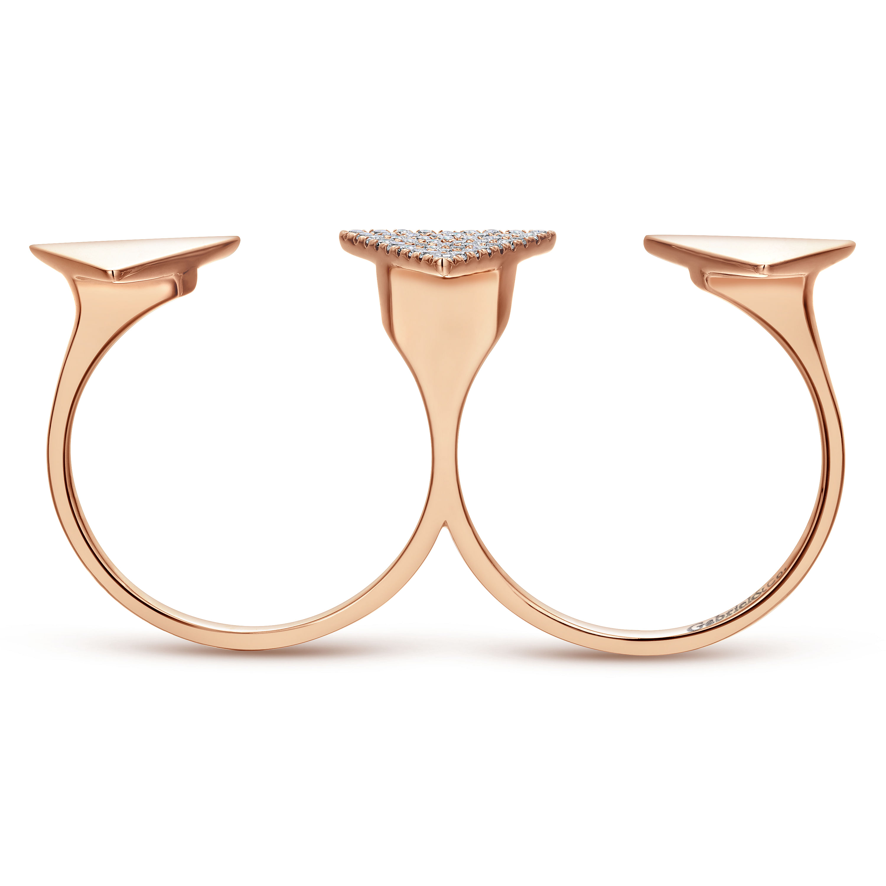 14k Rose Gold Triangle Double Ring