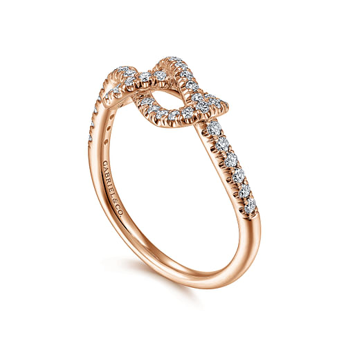 14k Rose Gold Twisted Diamond Infinity Knot Ring